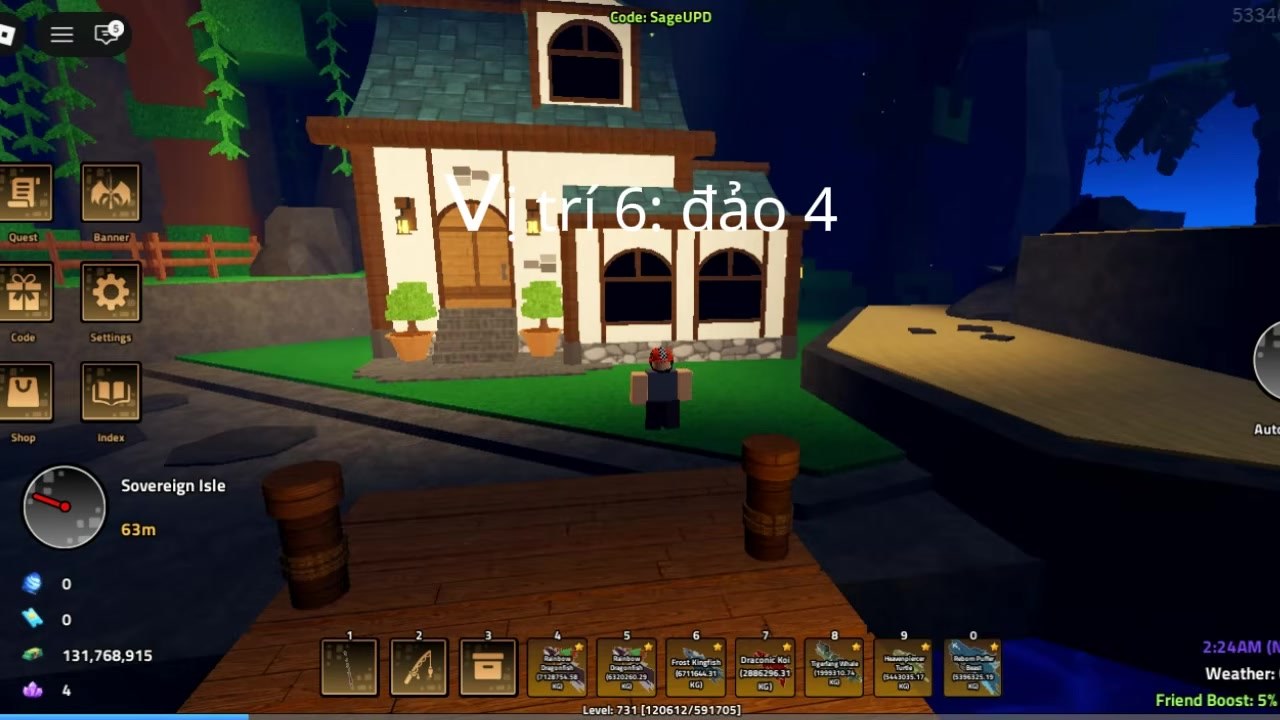 Sovereign Isle cottage landmark on Dumb Guy route