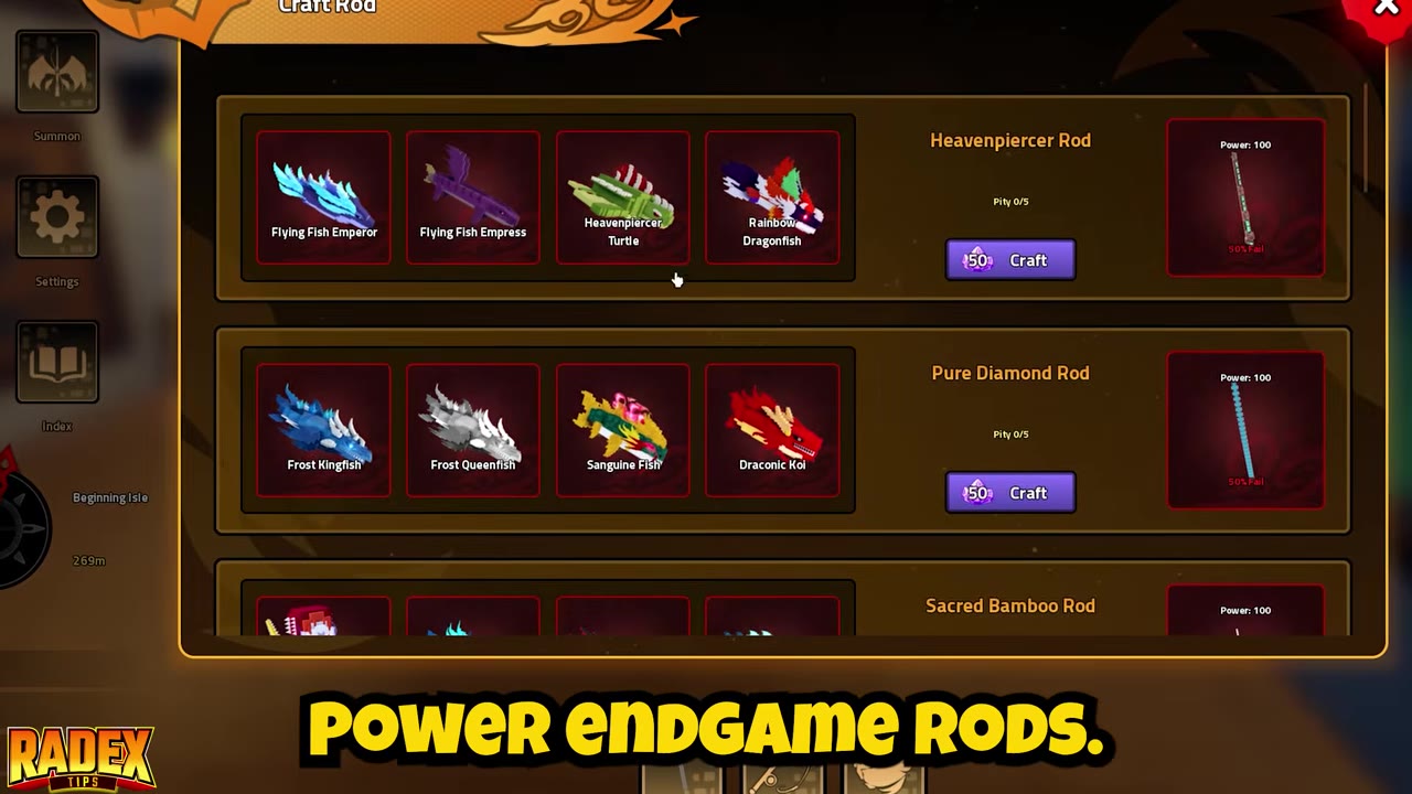 Craft Rod panel Heavenpiercer required fish