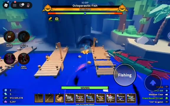 Octoparasitic Fish fight HUD with inventory fish weights