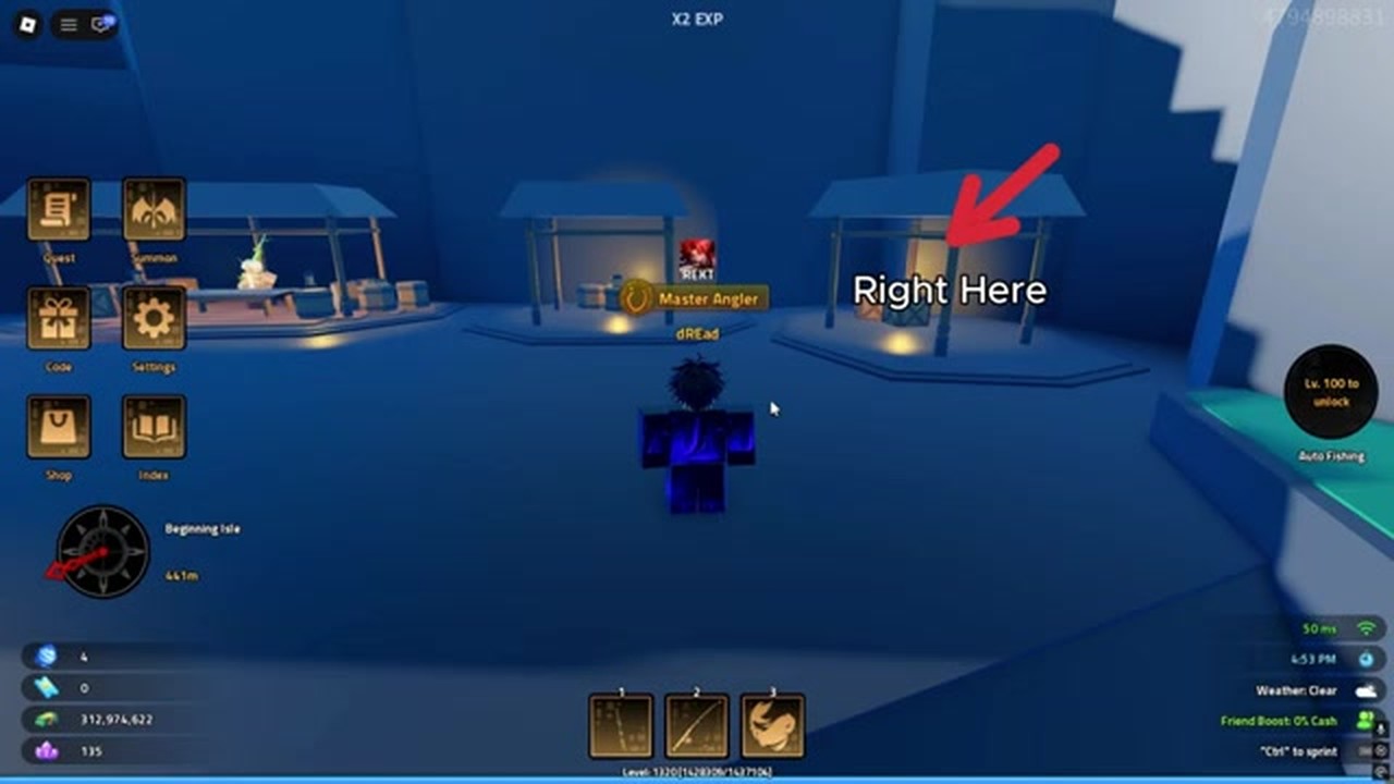 Alternate Maoshan Merchant spawn pin in Heavyweight Fishing