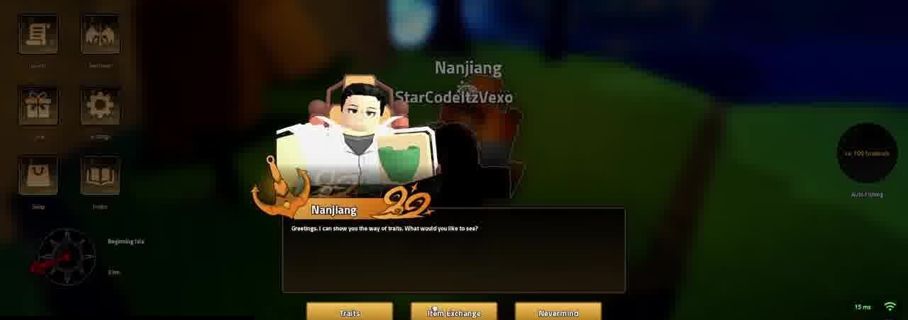 Nanjiang NPC dialogue with Traits, Item Exchange, and Nevermind buttons