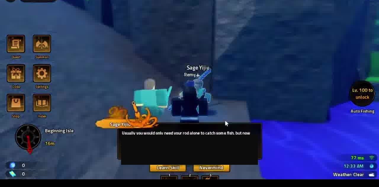 Sage Yiju dialogue offering Learn Skill on Beginning Isle